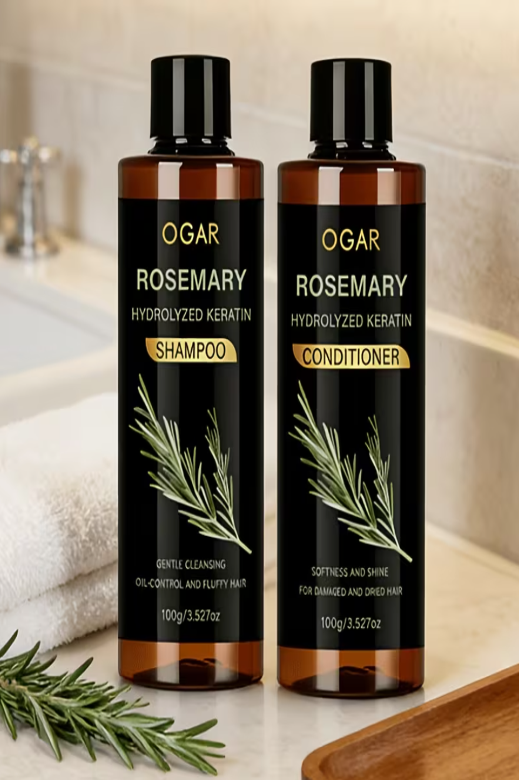 10-In-1 Rosemary And Keratin Hair Care 2pcs Set, Shampoo And Conditioner, Rich in Rosemary Oil