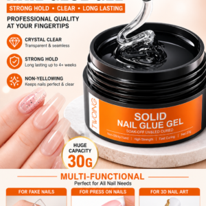 30g Solid Nail Glue Gel – Strong Hold for Press-On Nails, False Tips & Rhinestones, Long-Lasting