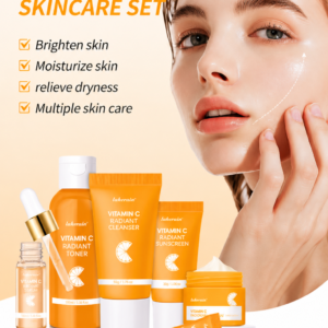 Lakerain Vitamin C Skin Care Set 6pcs Kit Whitening Cream Dark Spots Serum Dark Circle Eye